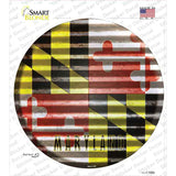 Maryland Flag Corrugated Novelty Circle Sticker Decal