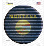 Montana Flag Corrugated Novelty Circle Sticker Decal