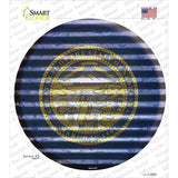 Nebraska Flag Corrugated Novelty Circle Sticker Decal