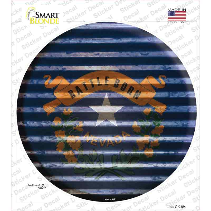 Nevada Flag Corrugated Novelty Circle Sticker Decal