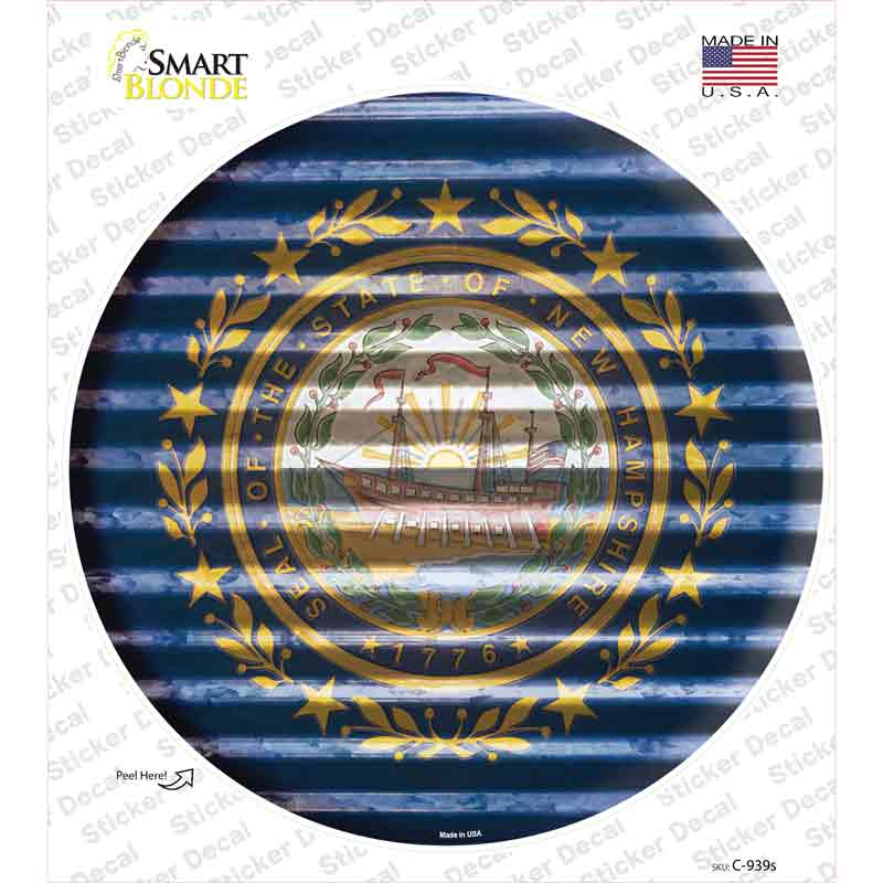 New Hampshire Flag Corrugated Novelty Circle Sticker Decal