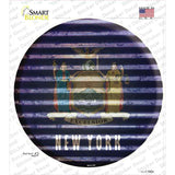 New York Flag Corrugated Novelty Circle Sticker Decal