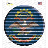 North Dakota Flag Corrugated Novelty Circle Sticker Decal