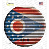Ohio Flag Corrugated Novelty Circle Sticker Decal