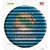 Oklahoma Flag Corrugated Novelty Circle Sticker Decal
