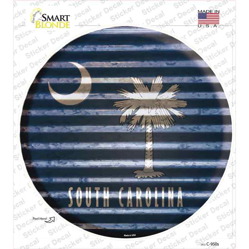 South Carolina Flag Corrugated Novelty Circle Sticker Decal