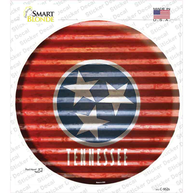 Tennessee Flag Corrugated Novelty Circle Sticker Decal