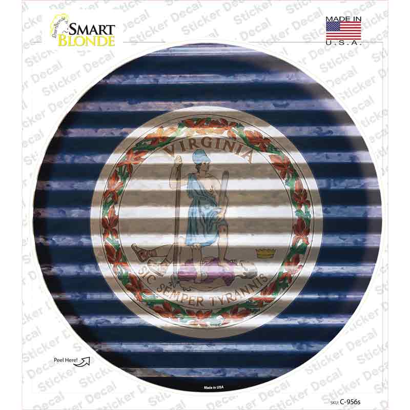 Virginia Flag Corrugated Novelty Circle Sticker Decal