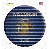 Wisconsin Flag Corrugated Novelty Circle Sticker Decal