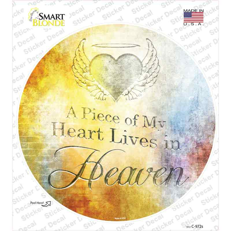 Heart Lives In Heaven Novelty Circle Sticker Decal