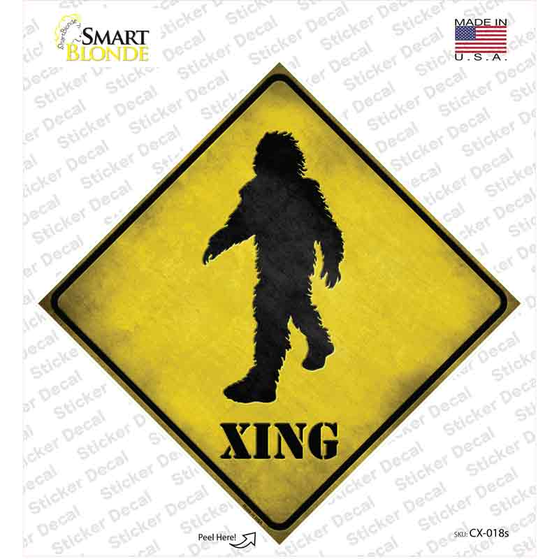 Bigfoot Xing Novelty Diamond Sticker Decal