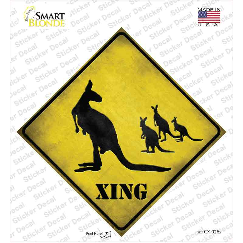 Kangaroo Xing Novelty Diamond Sticker Decal