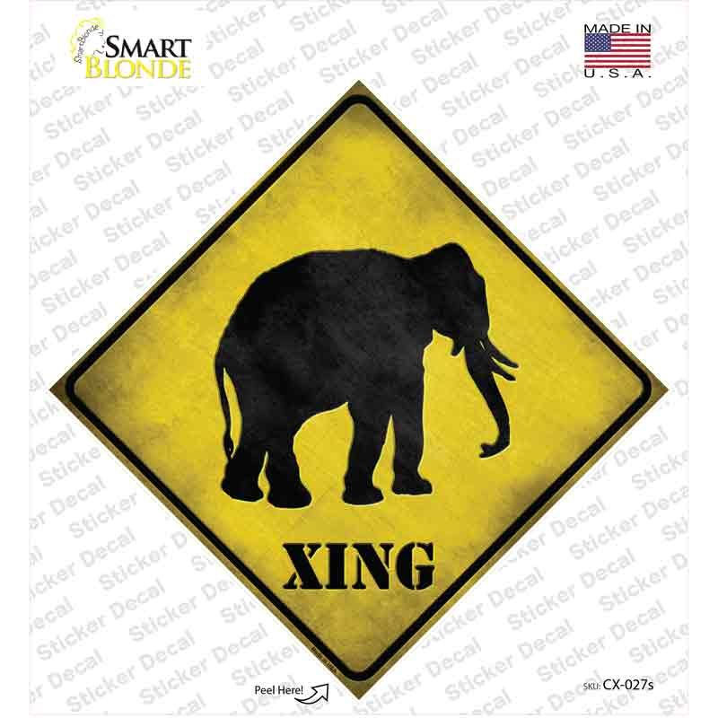 Elephant Xing Novelty Diamond Sticker Decal
