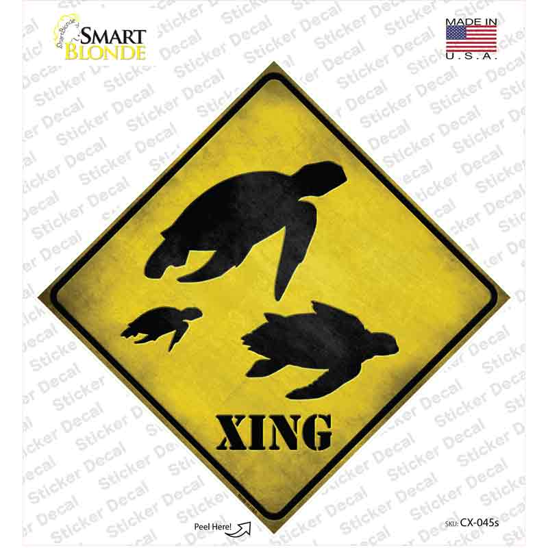 Turtle Xing Novelty Diamond Sticker Decal
