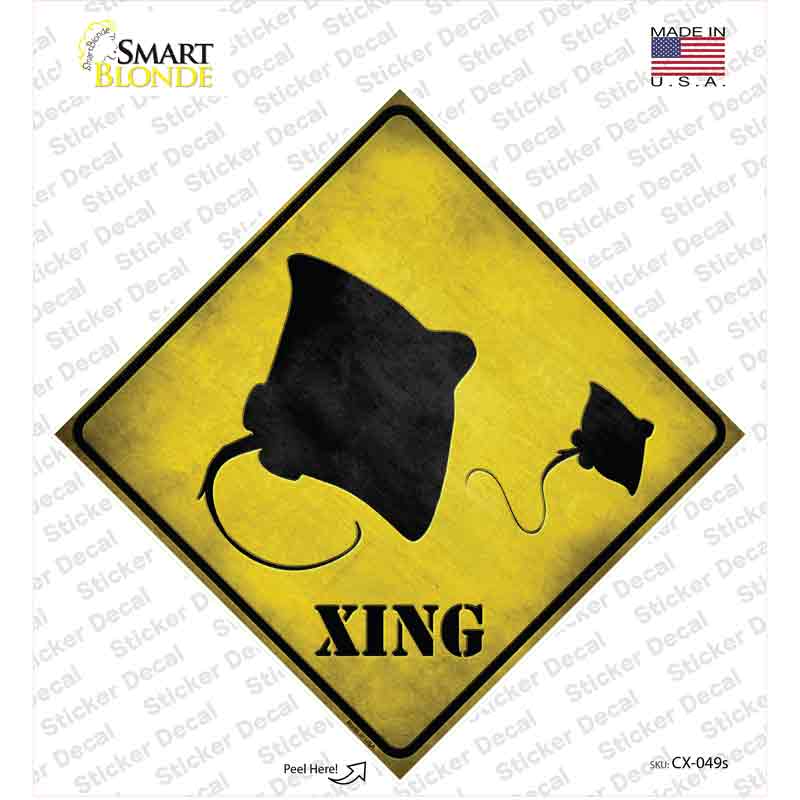 Stingray Xing Novelty Diamond Sticker Decal