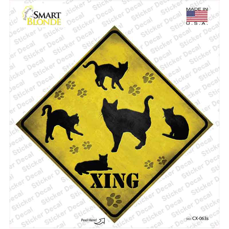 Cats Xing Novelty Diamond Sticker Decal