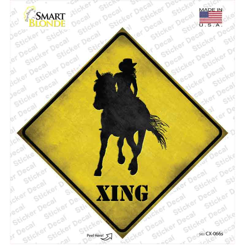 Cowgirl Xing Novelty Diamond Sticker Decal