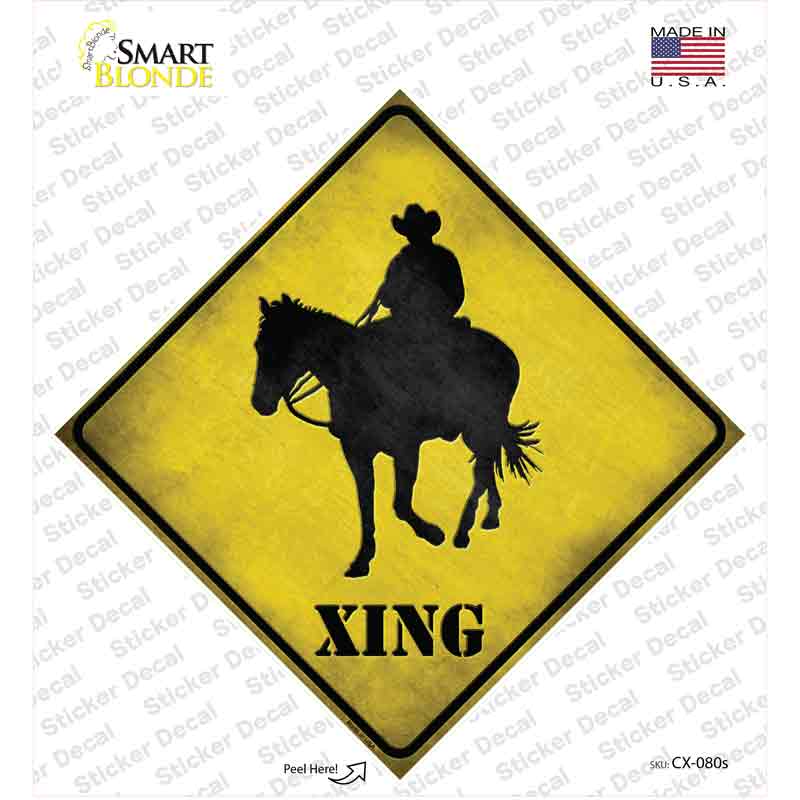 Cowboy Xing Novelty Diamond Sticker Decal