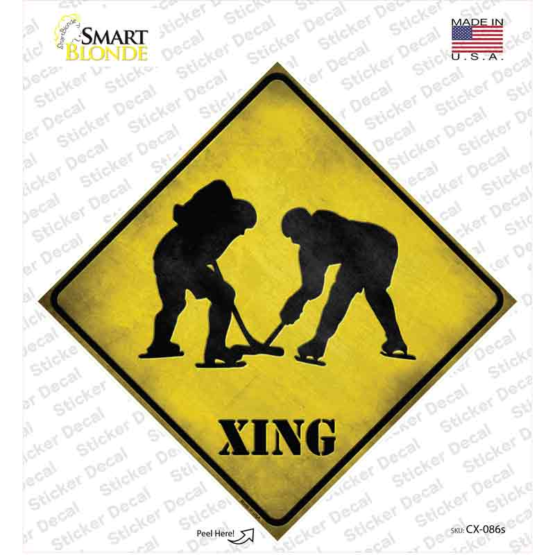 Hockey Xing Novelty Diamond Sticker Decal
