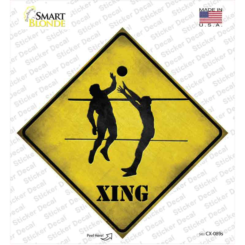 Volleyball Xing Novelty Diamond Sticker Decal