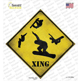 Snow Boarder Xing Novelty Diamond Sticker Decal