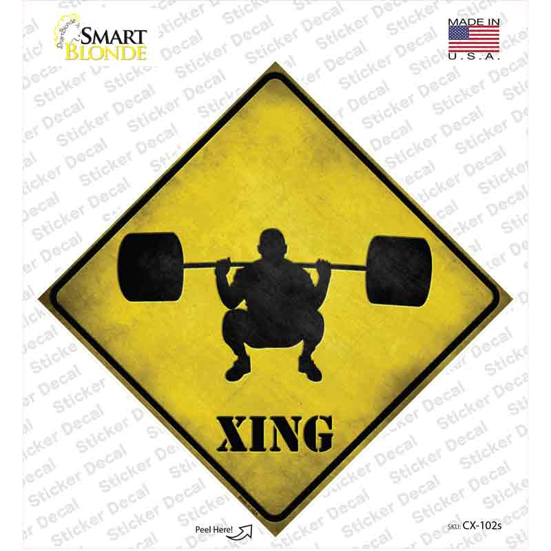 Weight Lifting Xing Novelty Diamond Sticker Decal