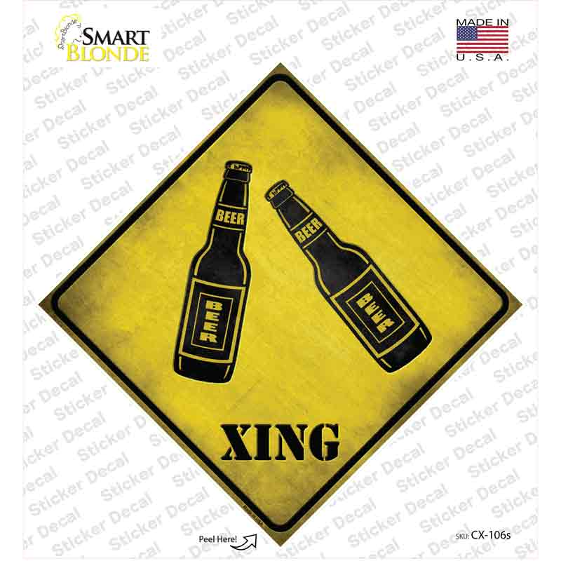 Beer Xing Novelty Diamond Sticker Decal