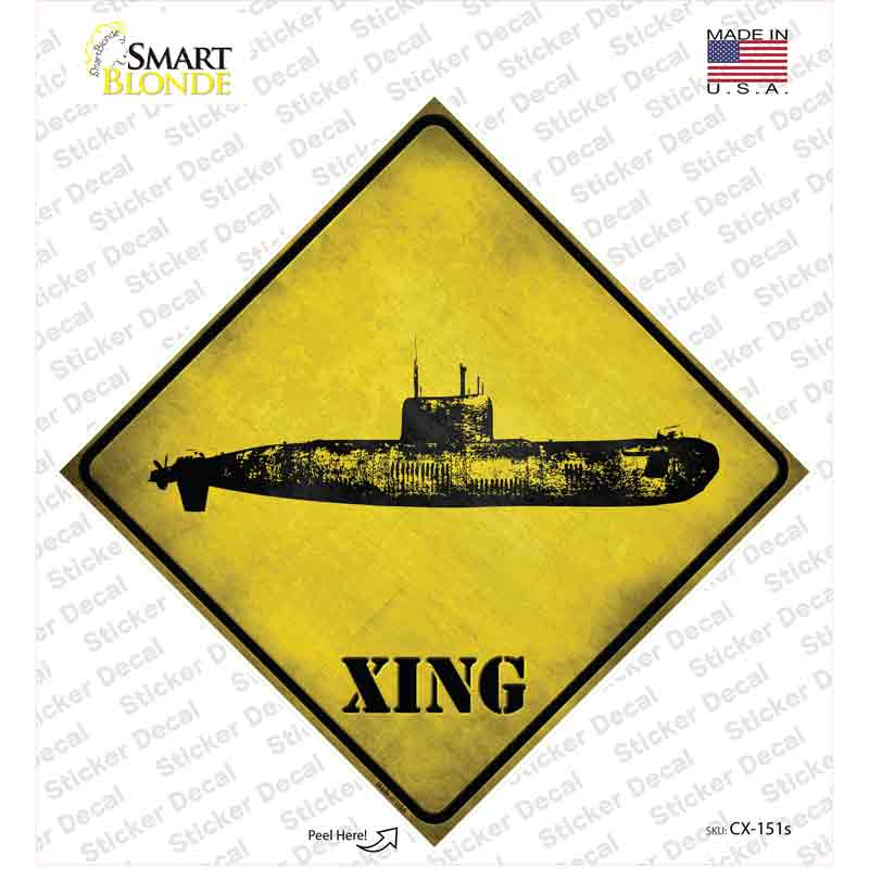 Submarine Xing Novelty Diamond Sticker Decal