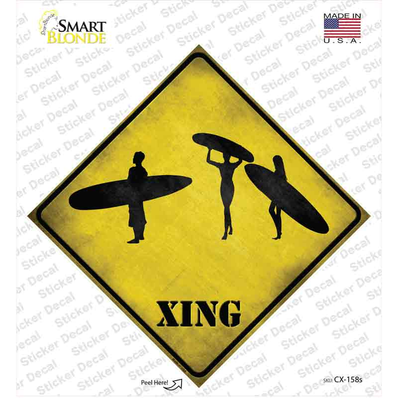 Surfers Xing Novelty Diamond Sticker Decal
