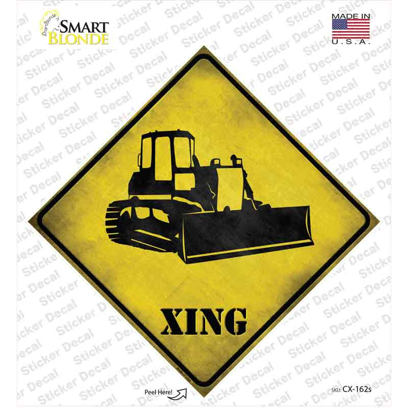 Bulldozer Xing Novelty Diamond Sticker Decal