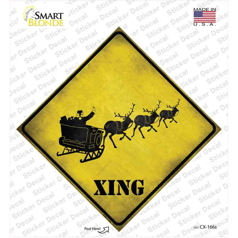 Santa Sleigh Novelty Diamond Sticker Decal