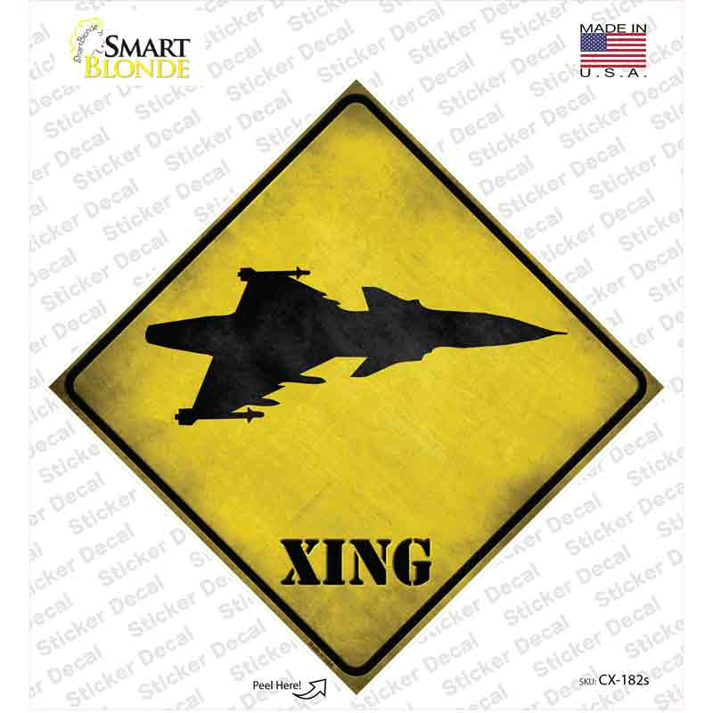 Jet Fighter Xing Novelty Diamond Sticker Decal