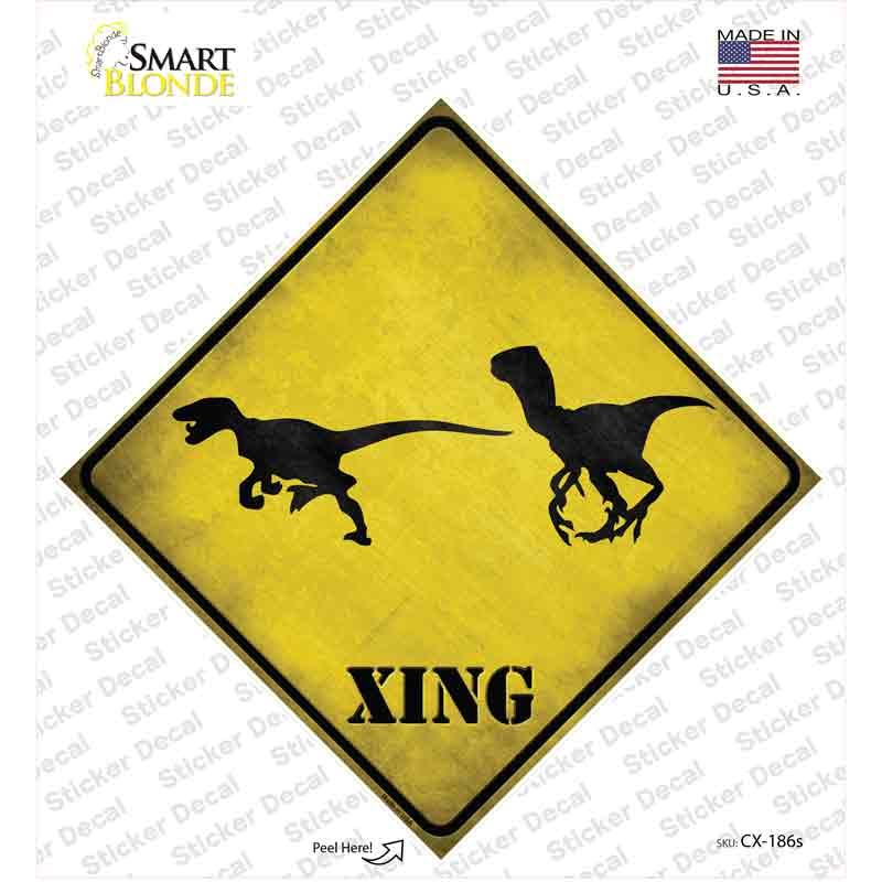 Velociraptors Xing Novelty Diamond Sticker Decal