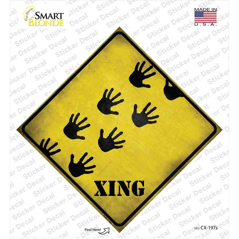 Handprints Xing Novelty Diamond Sticker Decal