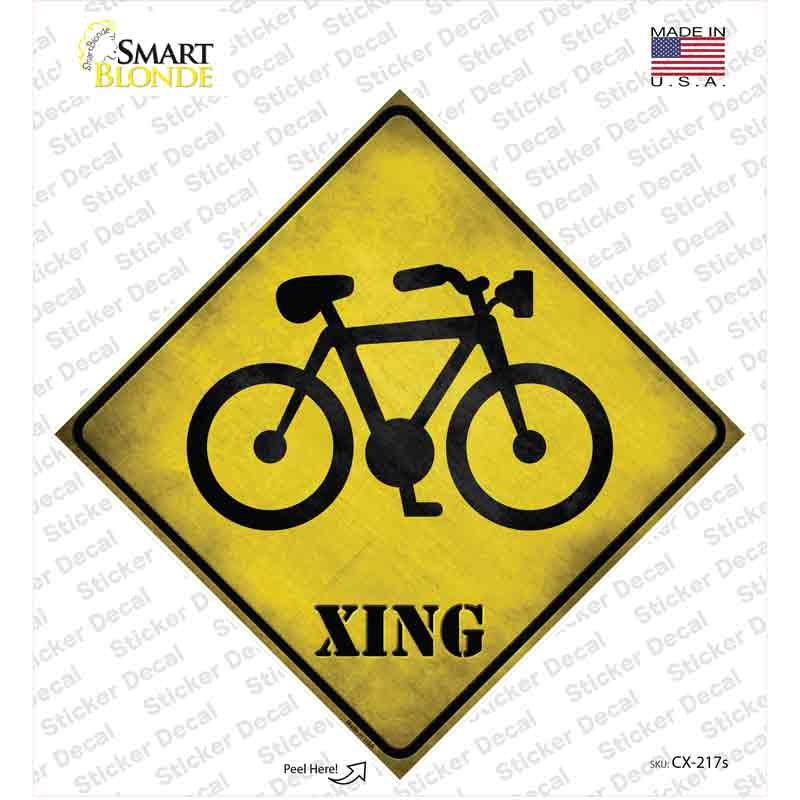 Bicycle Xing Novelty Diamond Sticker Decal