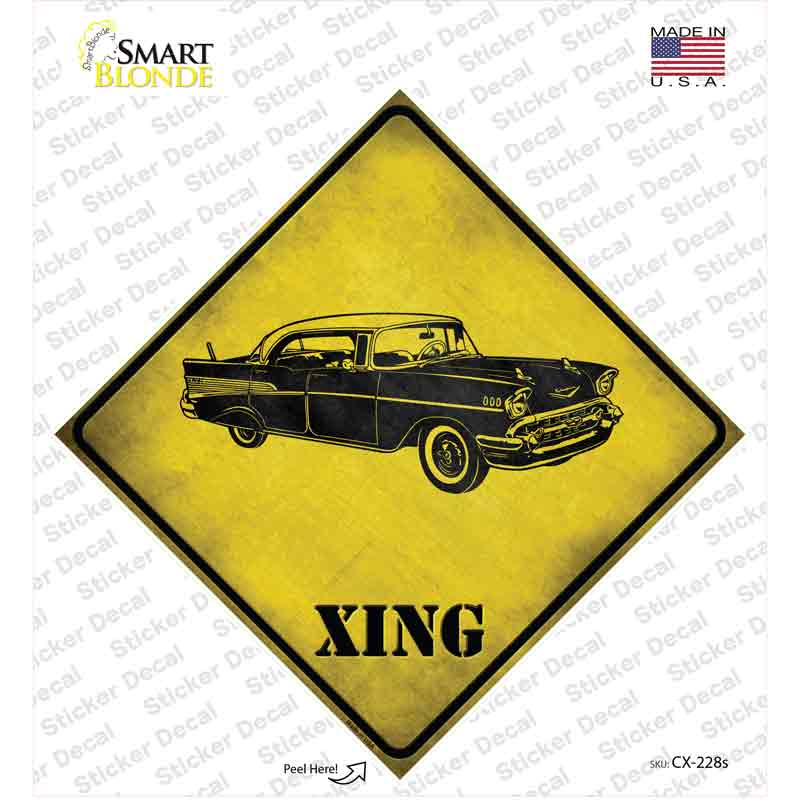 Classic 57 Chevy Xing Novelty Diamond Sticker Decal