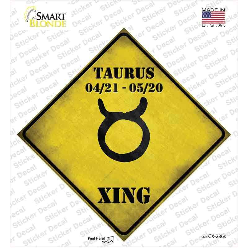 Taurus Zodiac Symbol Xing Novelty Diamond Sticker Decal