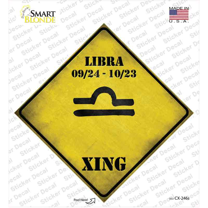 Libra Zodiac Symbol Xing Novelty Diamond Sticker Decal