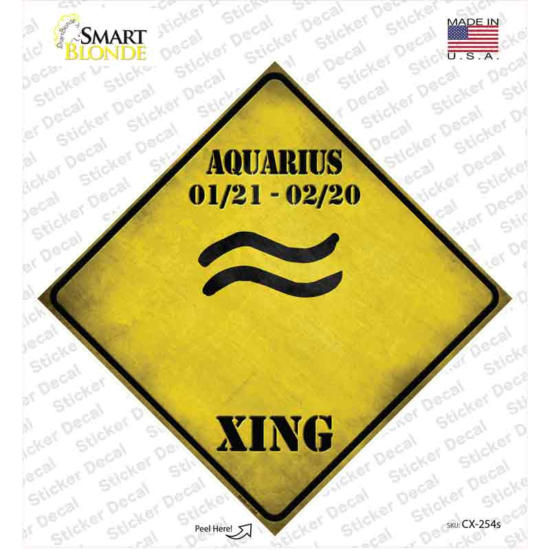 Aquarius Zodiac Symbol Xing Novelty Diamond Sticker Decal