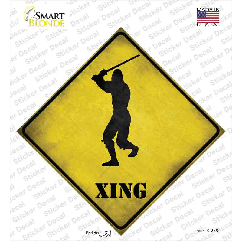 Ninja Sword Xing Novelty Diamond Sticker Decal