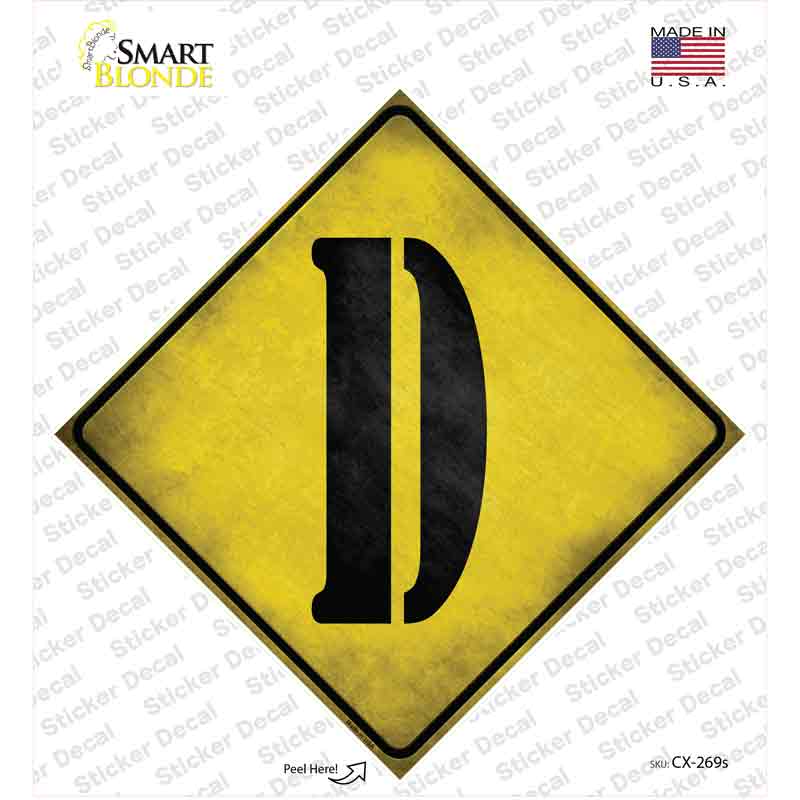 Letter D Xing Novelty Diamond Sticker Decal