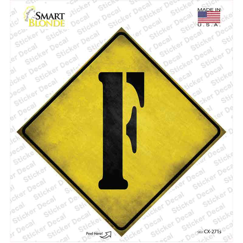 Letter F Xing Novelty Diamond Sticker Decal