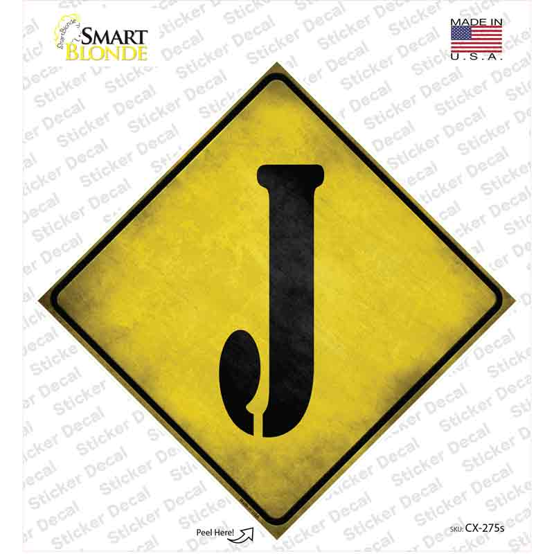Letter J Xing Novelty Diamond Sticker Decal
