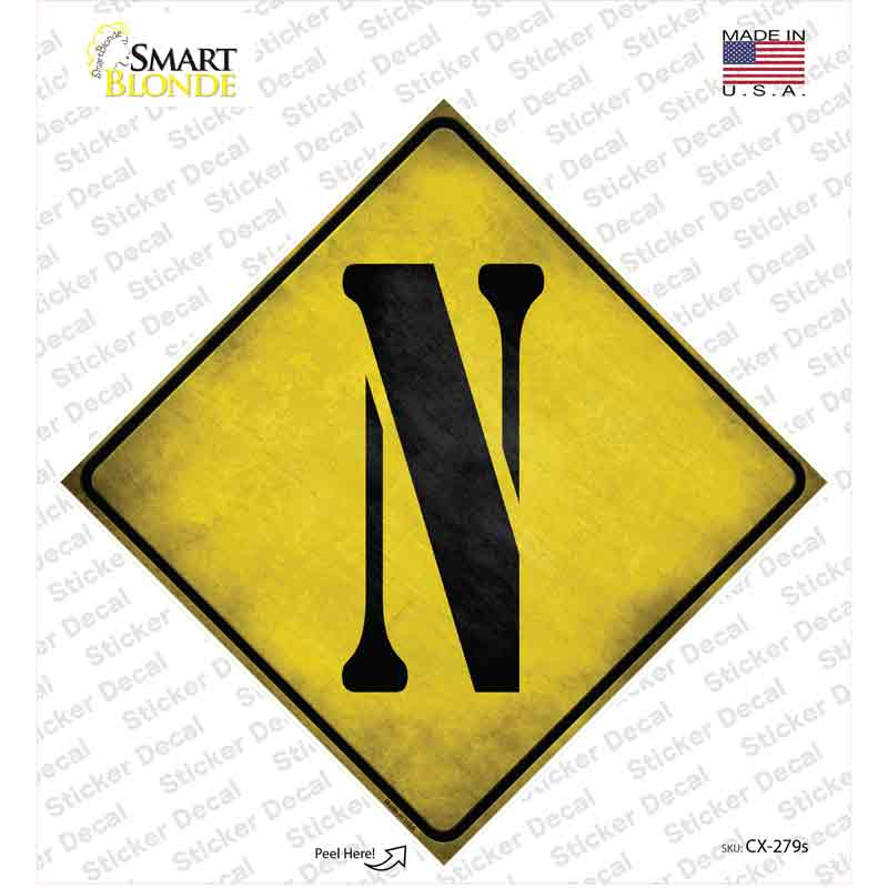 Letter N Xing Novelty Diamond Sticker Decal