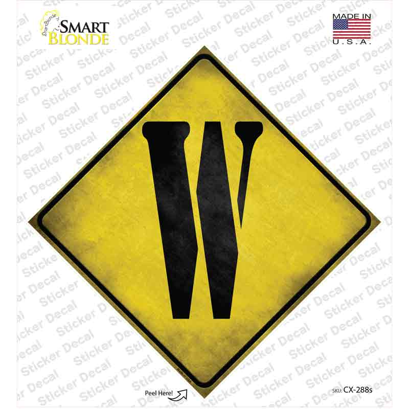 Letter W Xing Novelty Diamond Sticker Decal