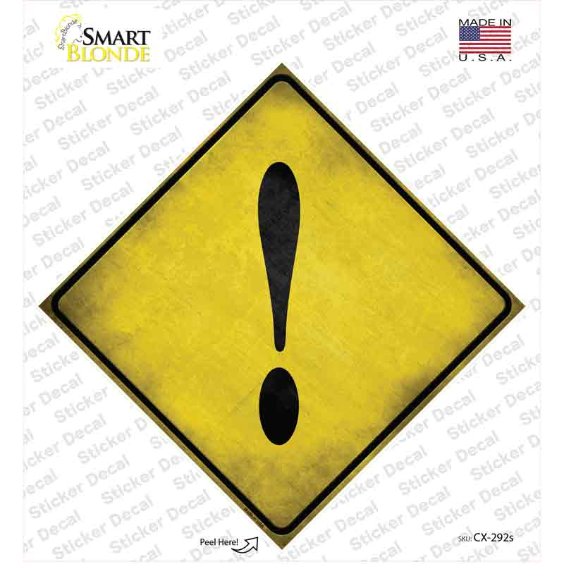 Exclamation Point Xing Novelty Diamond Sticker Decal