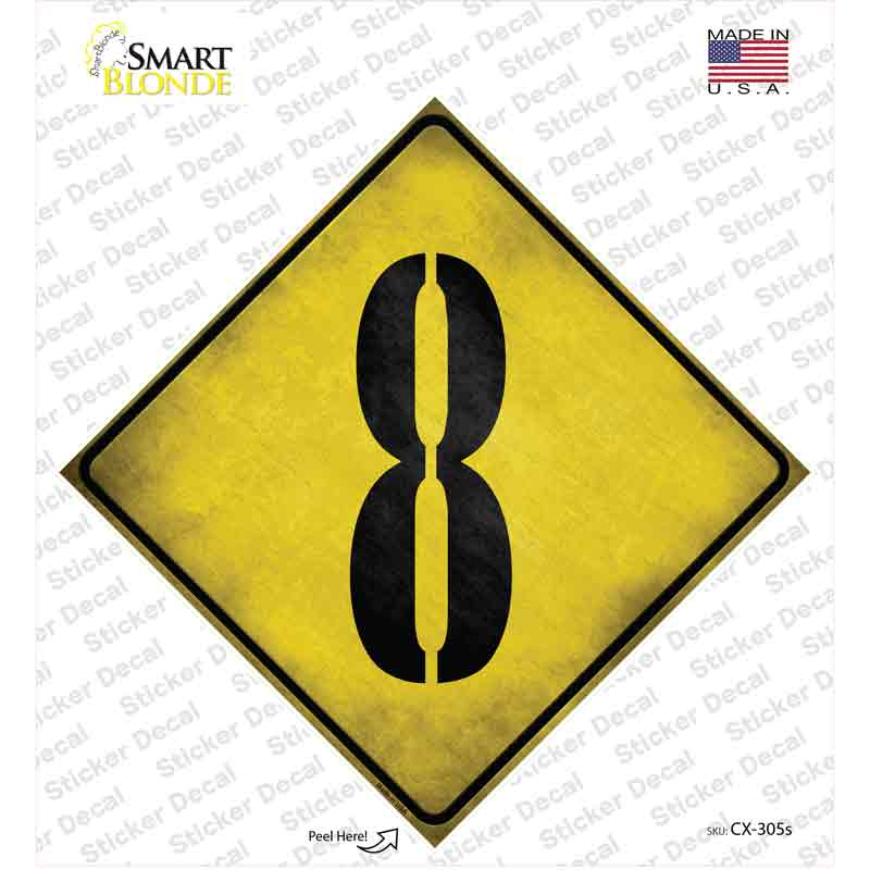 Number 8 Xing Novelty Diamond Sticker Decal