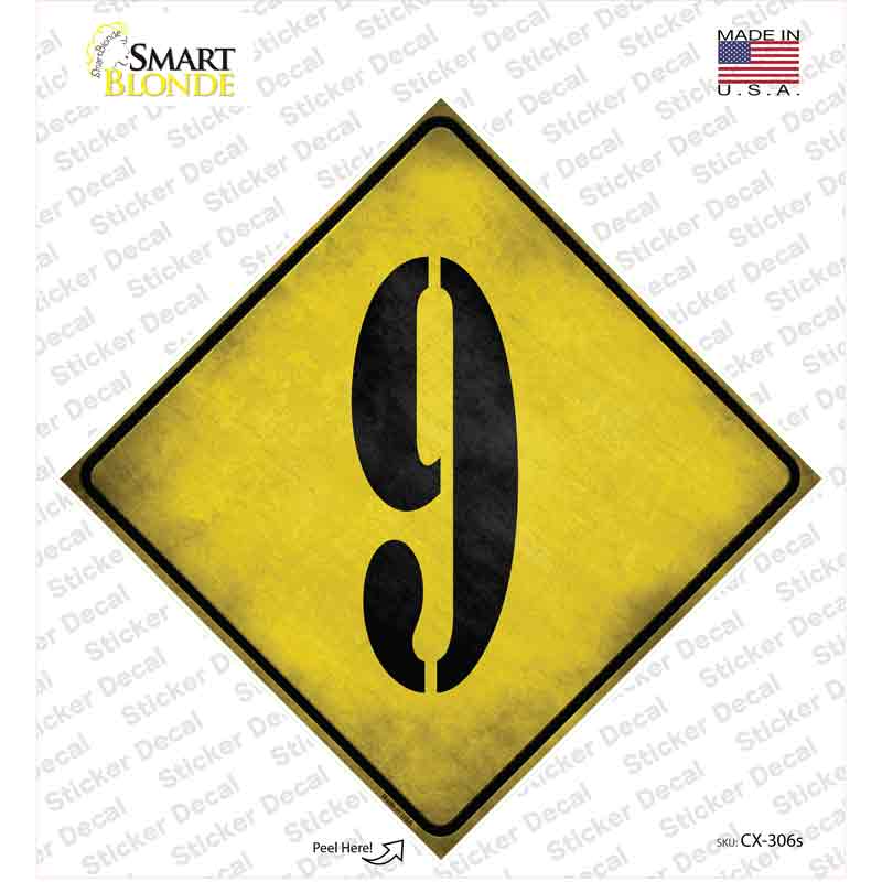 Number 9 Xing Novelty Diamond Sticker Decal