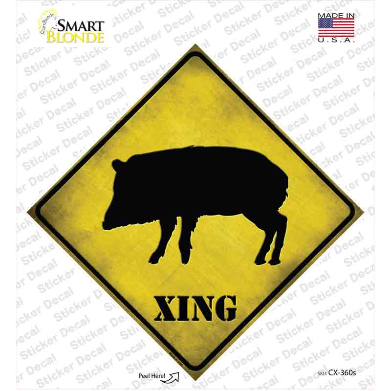 Javelina Xing Novelty Diamond Sticker Decal
