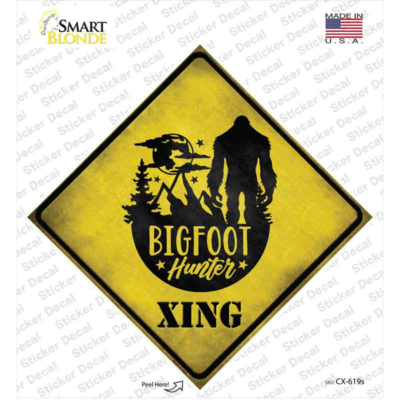 Bigfoot Hunter Xing Novelty Diamond Sticker Decal